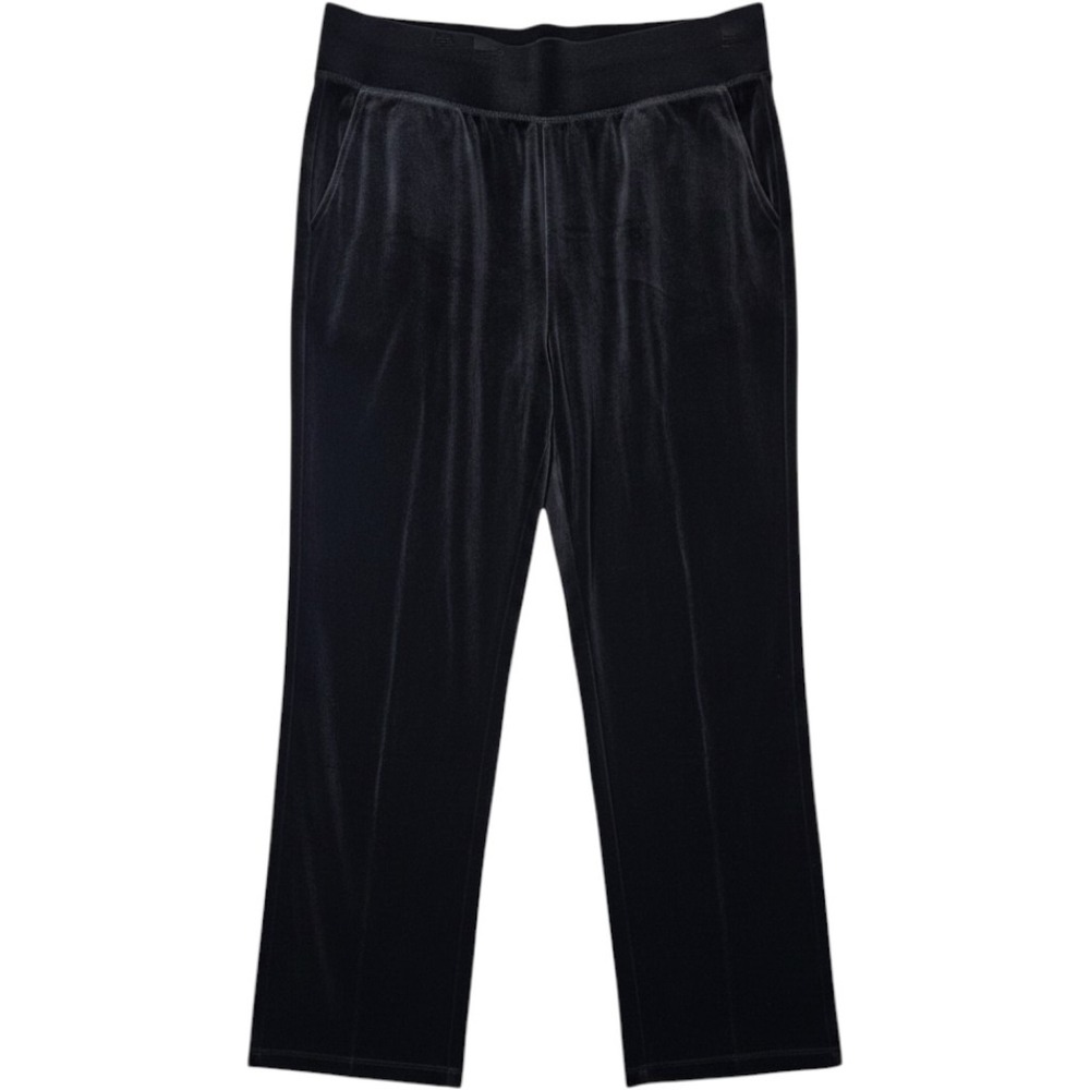 Talbots Pants Womens 3X Black Velour Velvet Elastic Waist Straight‎ Leg Lounge